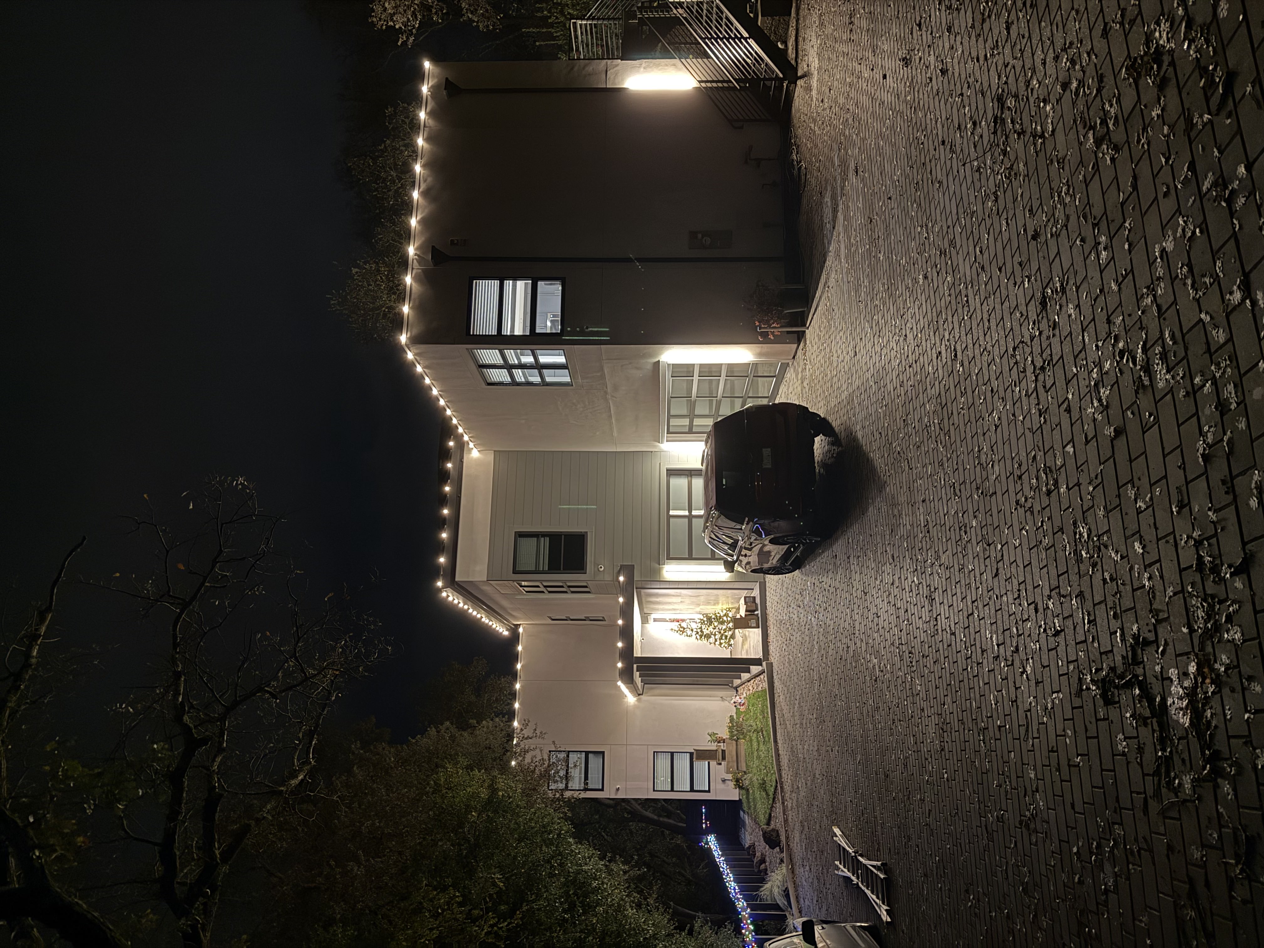 Home with holiday lighting